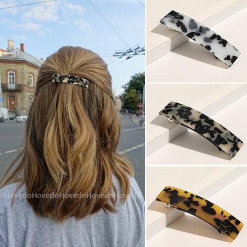 Fashion Leopard Marble Acetate Hairgrips Colorful Barrettes Geometric Hair Clips Women Glitter Hairpins Hair Accessories