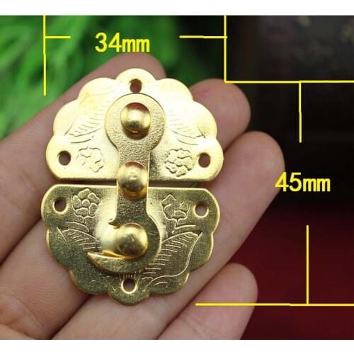 Yellow Antique Iron Latch Decorative DIY Jewelry Gift Wine Wooden Box Suitcase Case Hasp Latch Hook Vintage,34*45mm,20Sets