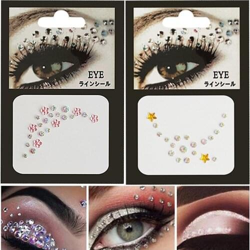 9 Styles Body Paint Glitter Festival Party Face Makeup Gems Rhinestone Jewel Body Tattoo Stickers Eye Gems Stickers Makeup