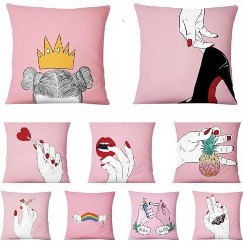 Super Sofa Velvet Pink Woman Printed Cushion Home Pillow Decoration My Fair Lady Home Decor Sofa Throw Pillow Almofadas 45*45cm