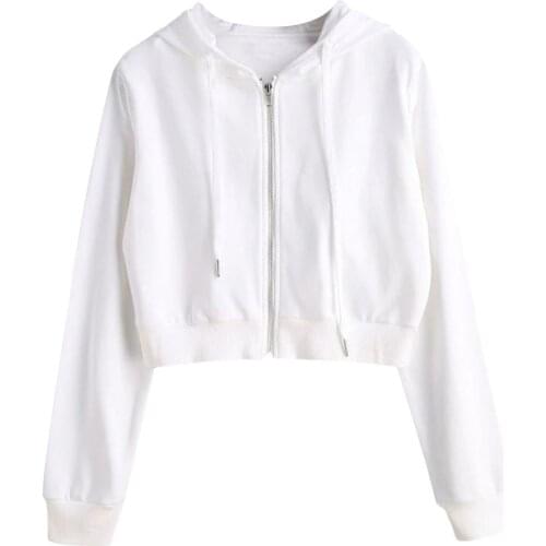 Womens Zip Up Hoodies Long Sleeve Solid Color Drawstring Classic Fit Sweatshirts