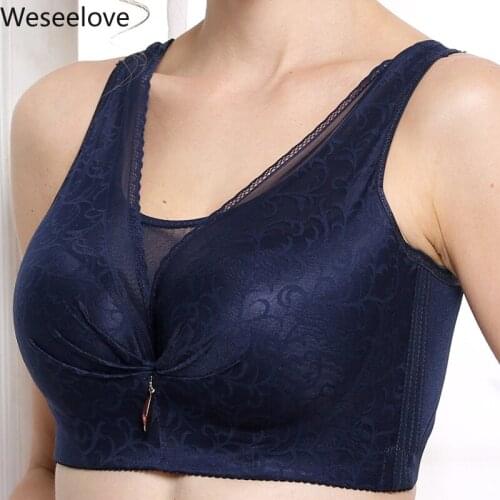 2020 New Summer Plus Size Bra Full Cup 46E Lace Bralette Bra Anti-Exposure Vest Breast Hugging Adjustable Bra Push Up Women E82