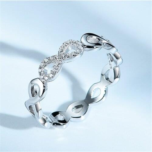 DY 925 Sterling Silver Ring Twist Shape Cubic Zirconia Infinity Symbol Endless Love Ring for Women Engagement Classic Jewelry