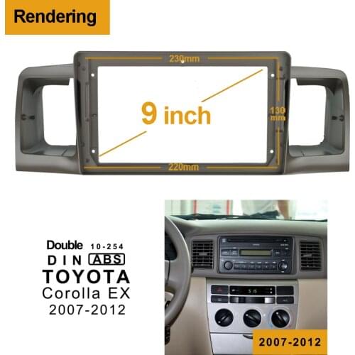 1/2Din Car DVD Frame Audio Fitting Adaptor Dash Trim Kits Facia Panel 9inch For Toyota Corolla EX 2007-2012 Double Radio Player