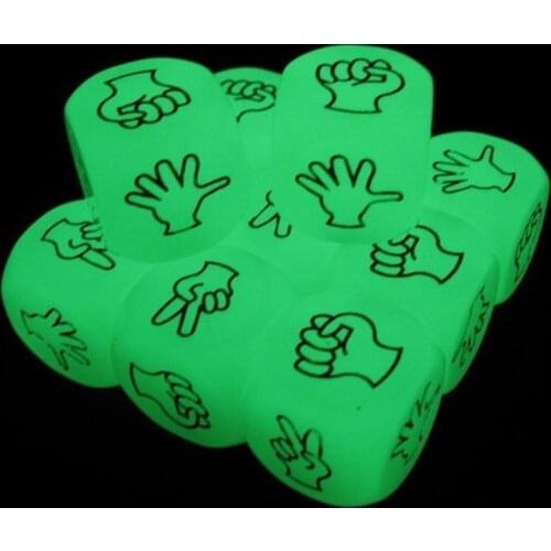 10 PCS ,Fluorescence Mora Dice Creative Design 2*2 cm Finger-guessing Game For KTV Bar Game Green Resin Material