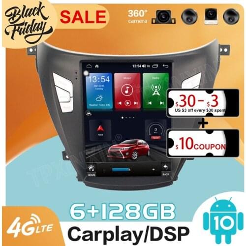 128GB Android 10.0 Tesla Style for Hyundai Elantra 2012 - 2015 Carplay GPS Car Navigation Multimedia Video Player Stereo Radio