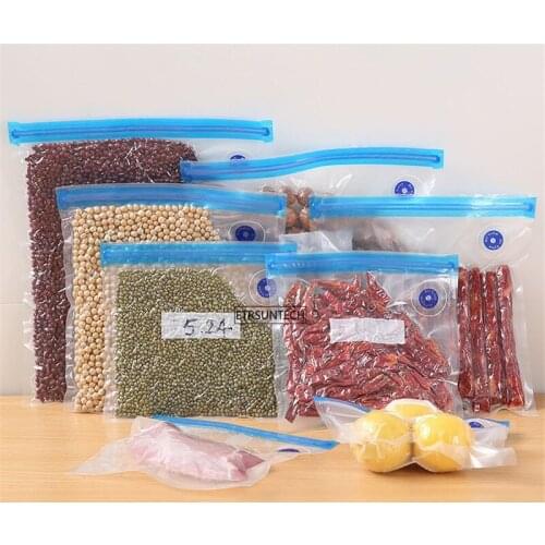 200PCS Vacuum Bag Food Compressed Bag Organizer with Transparent Sealed Storage Bags Reusable Freezer Bags Kitchen