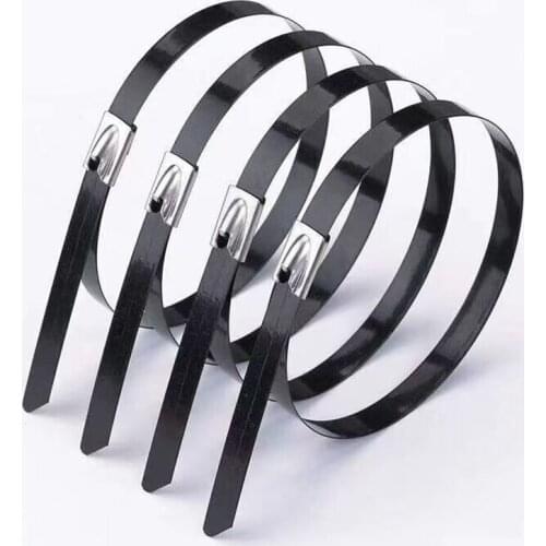 25pcs 12x800/850/900/1000/1100/1200 to 1500mm Stainless Steel Cable Ties Locking Metal Zip-Exhaust Wrap Coated Multi-Purpose