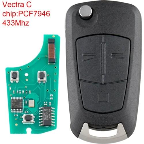 433Mhz 3Buttons Black Flip Car Remote Key Universal Remote Car Key Replacement with ID46/7946 Chip Fit for Vauxhall Opel VectraC
