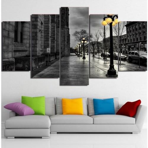 5 Piece mosaic 5D Diy diamond New York City Streetscape Picture of rhinestone Diamond Embroidery Black White wall stickerZP-1366