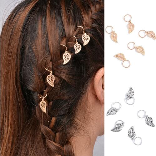 5PC Twist Braid Hair Ornament Shell Star Leaf Circle Hoop Cute Personality Braid DIY Women Girls Hair Styling Tools Accessories