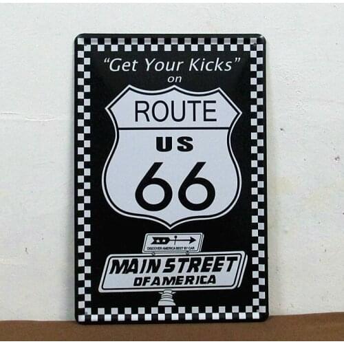 50pcs/lot Metal Sign shabby chic RUSTIC ROUTE 66 VINTAGE Tin Sign-Get your Kicks Tin wall plaque E-22 20*30 CM Christmas gift