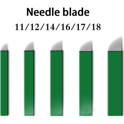 500pcs Microblading 0.16mm Flex Blade Needles Tattoo Needles 7 9 12 14 17 21Pin/U Permanent Makeup Needle Manual Eyebrow Blades