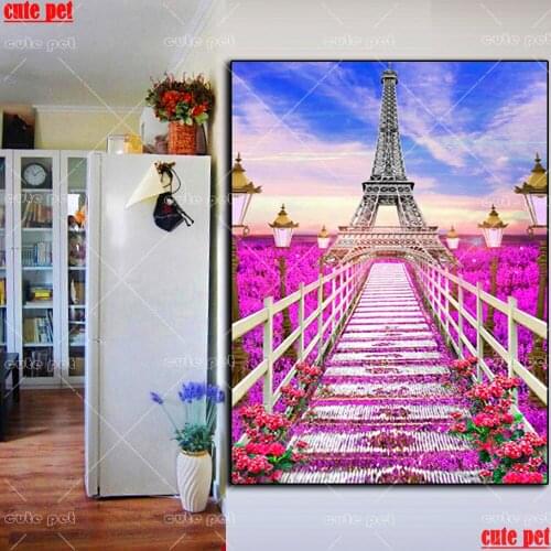 DIY Diamond Painting Eiffel Tower Cross Stitch Diamond Embroidery 5D Diamond Decoration Full Square round Drill Handmade decor