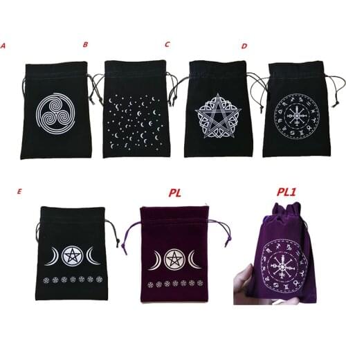Velvet Pentagram Tarot Oracle Cards Storage Bag Runes Constellation Witch Divination Accessories Jewelry Dice Drawstring Package