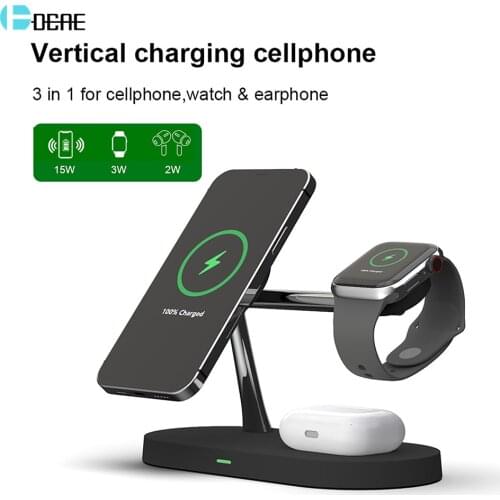 20W Magnetic Wireless Charger 5 in 1 Dock Station Fast Charging LED Lamp For Magsafe Apple Watch iPhone 12 Pro Max Mini Airpods