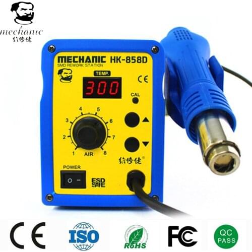MECHANIC 110V/220V 650W Brushless Fan Soft Lead-free LED Digital HK-858D SMD Hot Air Rework Station Solder Blower Heat Gun