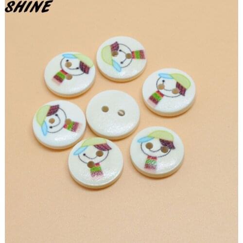 SHINE Wooden Sewing Buttons Scrapbooking Round 2 Holes 15mm Dia. 24 PCs Costura Botones Decorate bottoni botoes