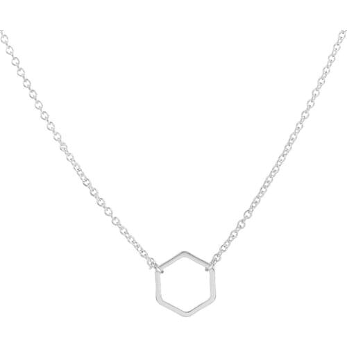10pc New 1pc Geometric Gold Hexagon necklace for Women Simple Plain Long Chain Jewelry Necklace XL142