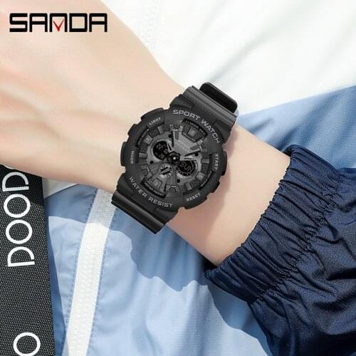SANDA Men Watch Sports 50M Waterproof Dual Display Wrist Watch For Male Female Clock relogio feminino High Quality 2021