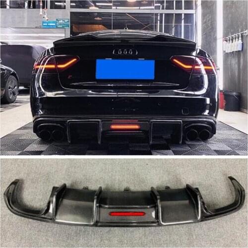 Real Carbon fiber Rear Trunk Diffuser Bumper Lip Spoiler Cover For Audi A5/S5 2012-2016 (with the lamp)