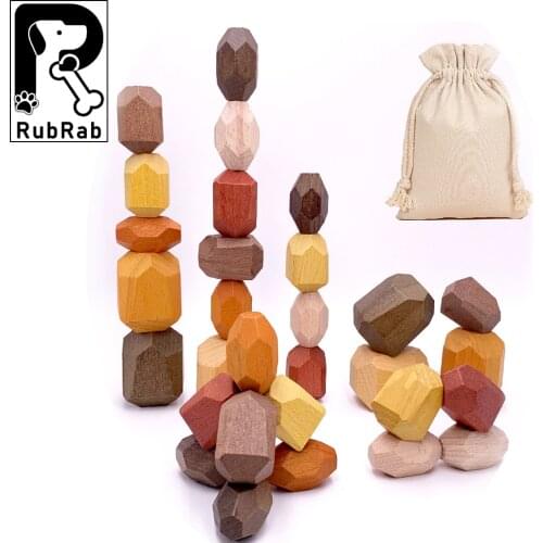 2020 Wooden Stacking toy Rocks Stones Tumi Ishi Wood Balancing Stacked Stones Montessori Toy Block Colored Stone DropShipping