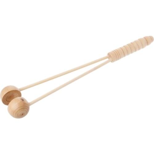 Wooden Body Massage Hammer tool Dual Hemisphere Heads Massager U2JD