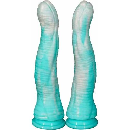 Long Animal Horse Penis Silicone Realistic Dildo Colorful White and Blue Sucker Cock Anal Plug Sex Toys For Men Women Couples