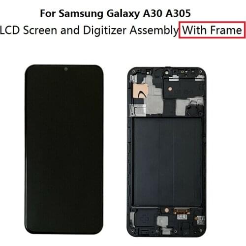 For Samsung Galaxy A30 A305 TFT LCD Screen and Digitizer Touch Screen Assembly + Frame - Black