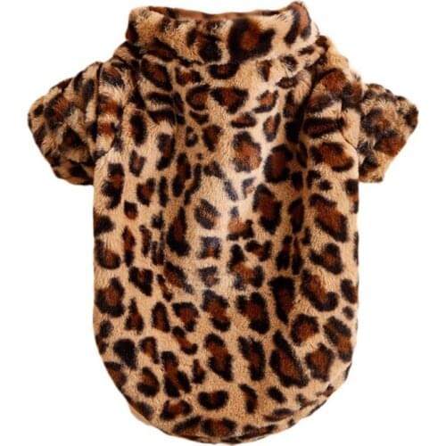Fleece Dog Clothes Luxury Leopard Faux Fur Pet Dog Jacket Winter Clothes Pet Dogs Coat Autumn Winter Pug French Bulldog Outfits