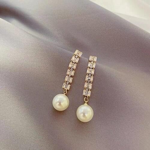 French Round pearl earrings ladies long fashion earrings 2021 new personality retro earrings gold Trend Women jewelry