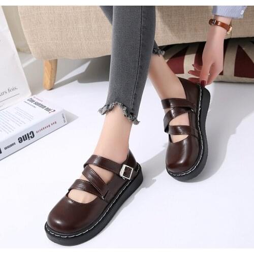 Hot New Women Fashion College Wind England Shoes Retro Student Flat Shoes Thick Bottom Wild Trend Comfortable Flat Shoes U19-35