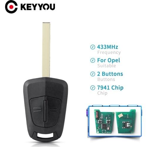 KEYYOU For Opel Vauxhall Corsa D 2007-2012 Astra H 2004-2009 Zafira B 2005 - 2013 Remote Car Key Fob 434Mhz ID46 PCF7941Chip