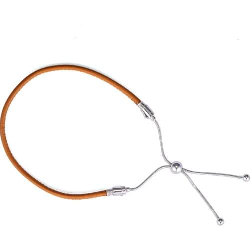 MOMENTS Brown Leather Sliding Bracelets For Women Fit Original Beads For Jewelry Making European DIY fashion Bracelet