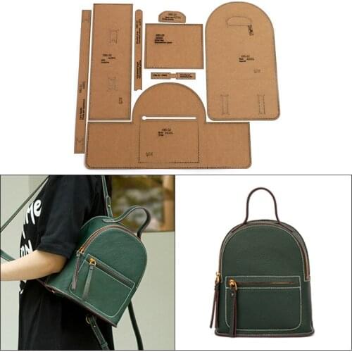 Leather Backpack Kraft Paper Template Handmade Leather Bag Design Drawing Pattern DIY Sewing Stencils Mold