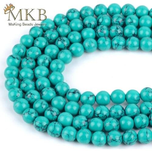 Synthesis Green Turquoises Round Stone Beads For Jewelry Making 4 6 8 10 12mm Spacer Beads Diy Bracelet Accessories 15" Strand