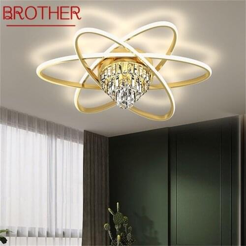 BROTHER Brass Ceiling Light Modern Creative Luxury Crystal Lamp LED Fixtures Decorative For Home