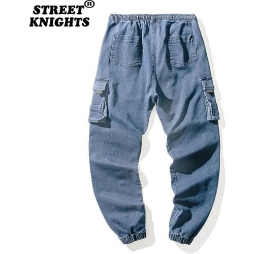 Hot Men Joggers Cargo Denim Pants Baggy Harem Japanese Streetwear Styke Male Ankle Harajuku Casual Hip Hop Jeans Trousers Men