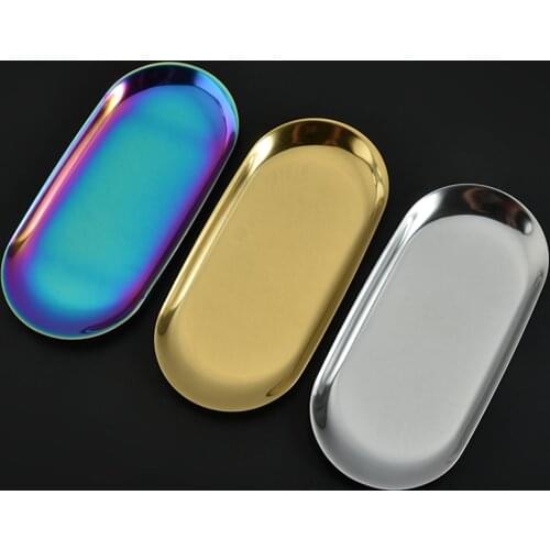 Homies Nordic Rose Gold Metal Storage Tray Stainless steel European-style oval jewelry storage tray for jewelry storage