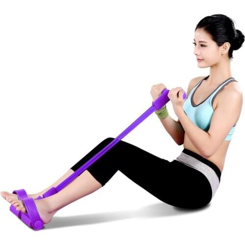 Multifunctional Four-strand Pedal Tension Pedal Elastic Rope Leg Tensioner Abdominal Crunches Abdominal Fitness Thigh Trainer