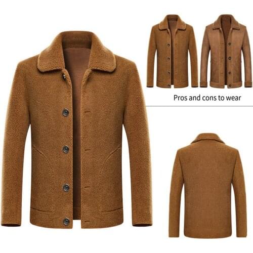 Jacket male 2021 new winter double-sided wearable lamb fur jacket fashion large size fur one solid color long-sleeved coat