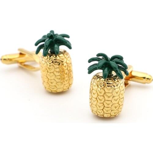 Mens Pineapple Cuff Links Copper Material Golden Color