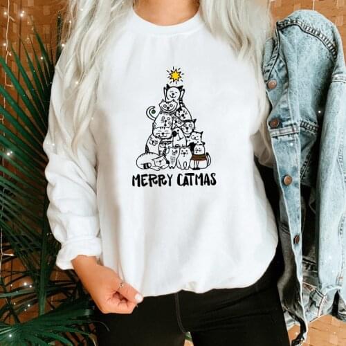 New Arrival Merry Catmas Sweatshirt Cute 90s Cat Mom Holiday Gift Pullovers Funny Women Winter Christmas Sweatshirts