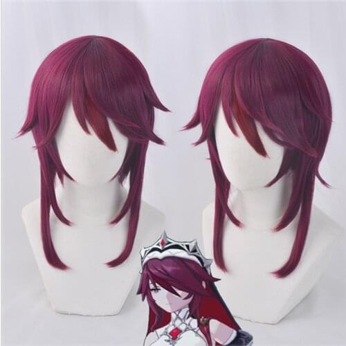 Game Genshin Impact Rosaria Cosplay Wig Short Red Heat Resistant Synthetic Hair Wigs + Wig Cap