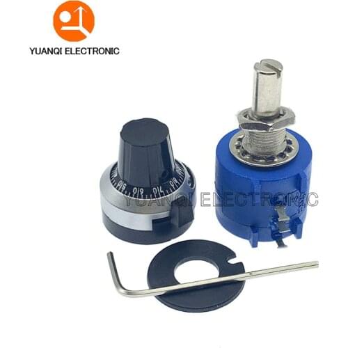 3590S-2 3590S Series Precision Multiturn Potentiometer 10 Ring Adjustable Resistor + 1PCS Turns Counting Dial Rotary 6.35mm Knob
