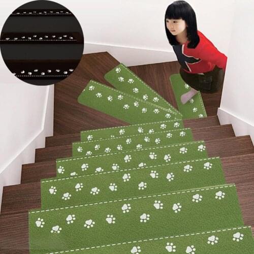 Cute Paw Pattern Luminous Self-adhesive Stairs Step Pad Rug Carpet Non-slip Mat Stairs Step Pad Rug Carpet Non-slip Mat Carpet N