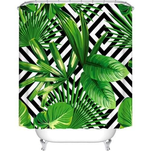 Monstera Tropical Aquarelle Jungle Watercolor Leaves Artificial Tropical Leaves Shower Curtain