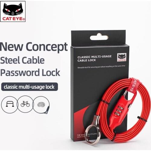 CATEYE Bicycle Lock Strong Steel Cable Password Lock MTB Road Bike Wire Lock Rope Anti-theft Security Safety 1.5m Password Lock
