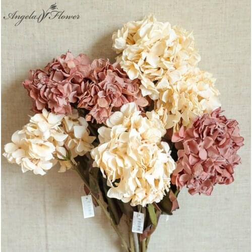 INS Air-dried Flower Hydrangea Branch Artificial Flower DIY Wedding Flower Arrangement Dried Flower Home Decoration Fake Flowers