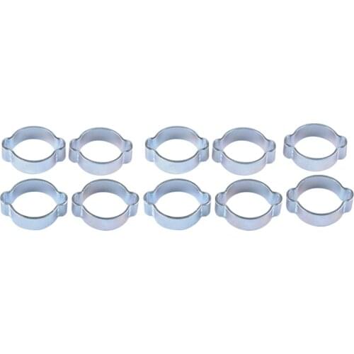 10Pcs Double Ear O Clips, Hose Clamps, Adjustable Tube Pipe Clamps, Hose Fasteners Clips 25-28mm